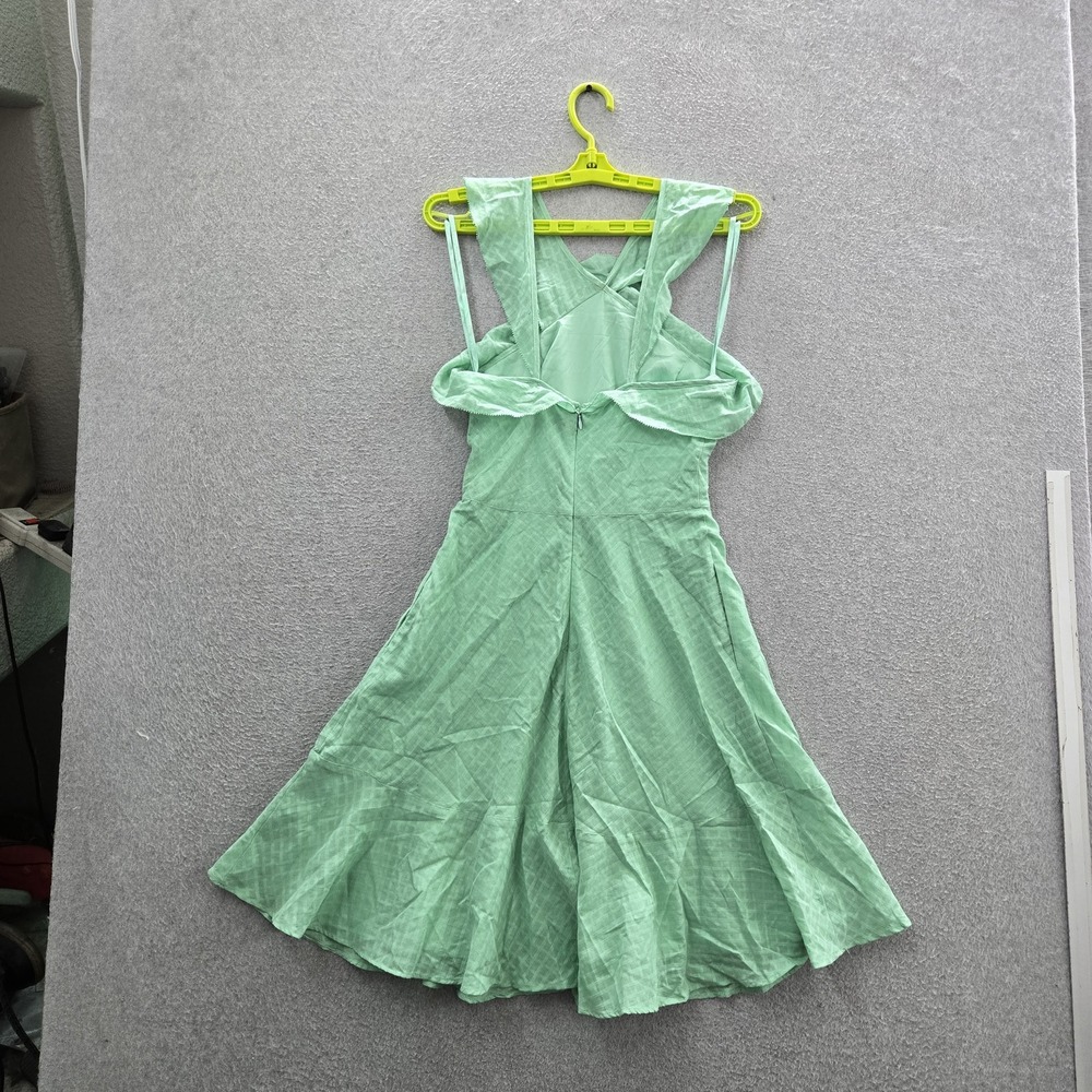 Banana Republic Women Dress 0 Green Fit & Flare Ruffle Halter Sleeveless